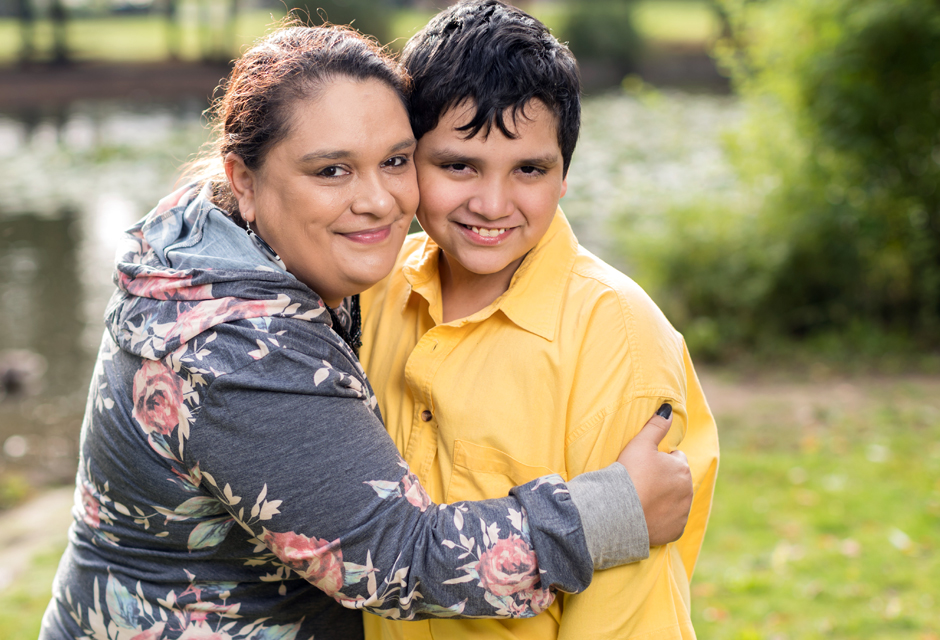 Macario with his mom, Sarah