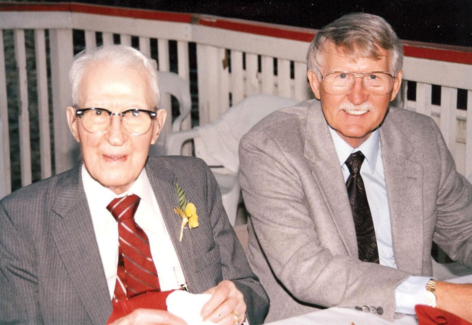 Harry Casey with Paul on Harry's 100th birthday