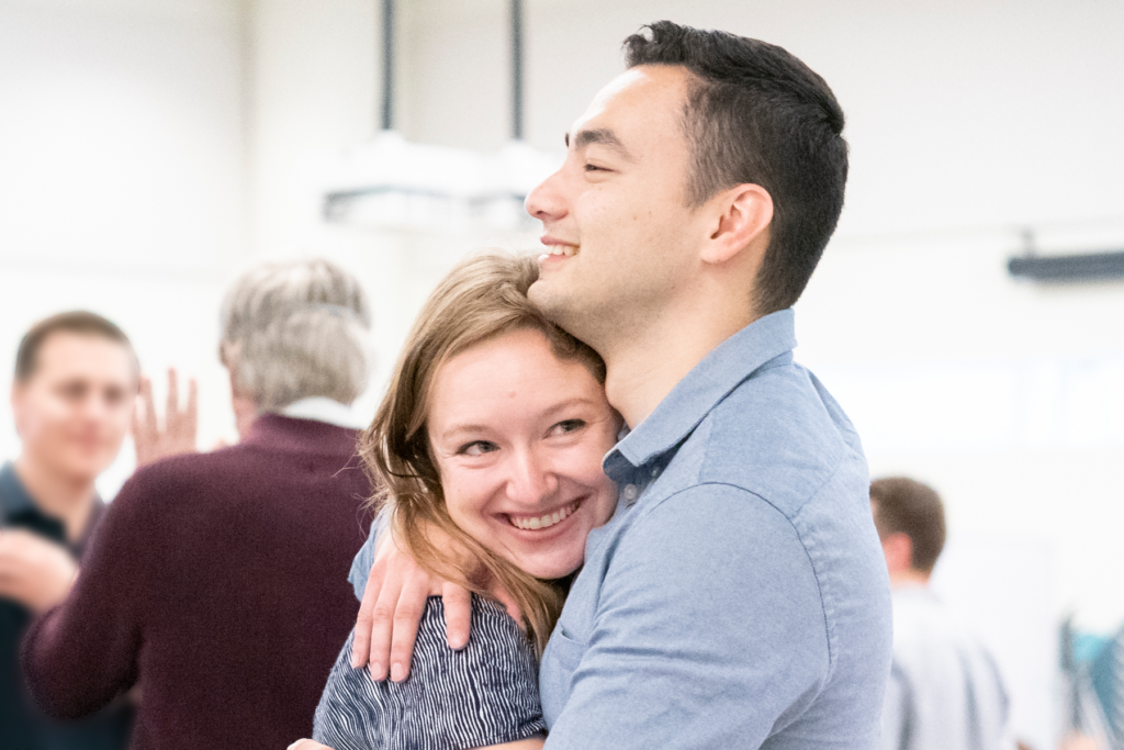 Young couple hugs