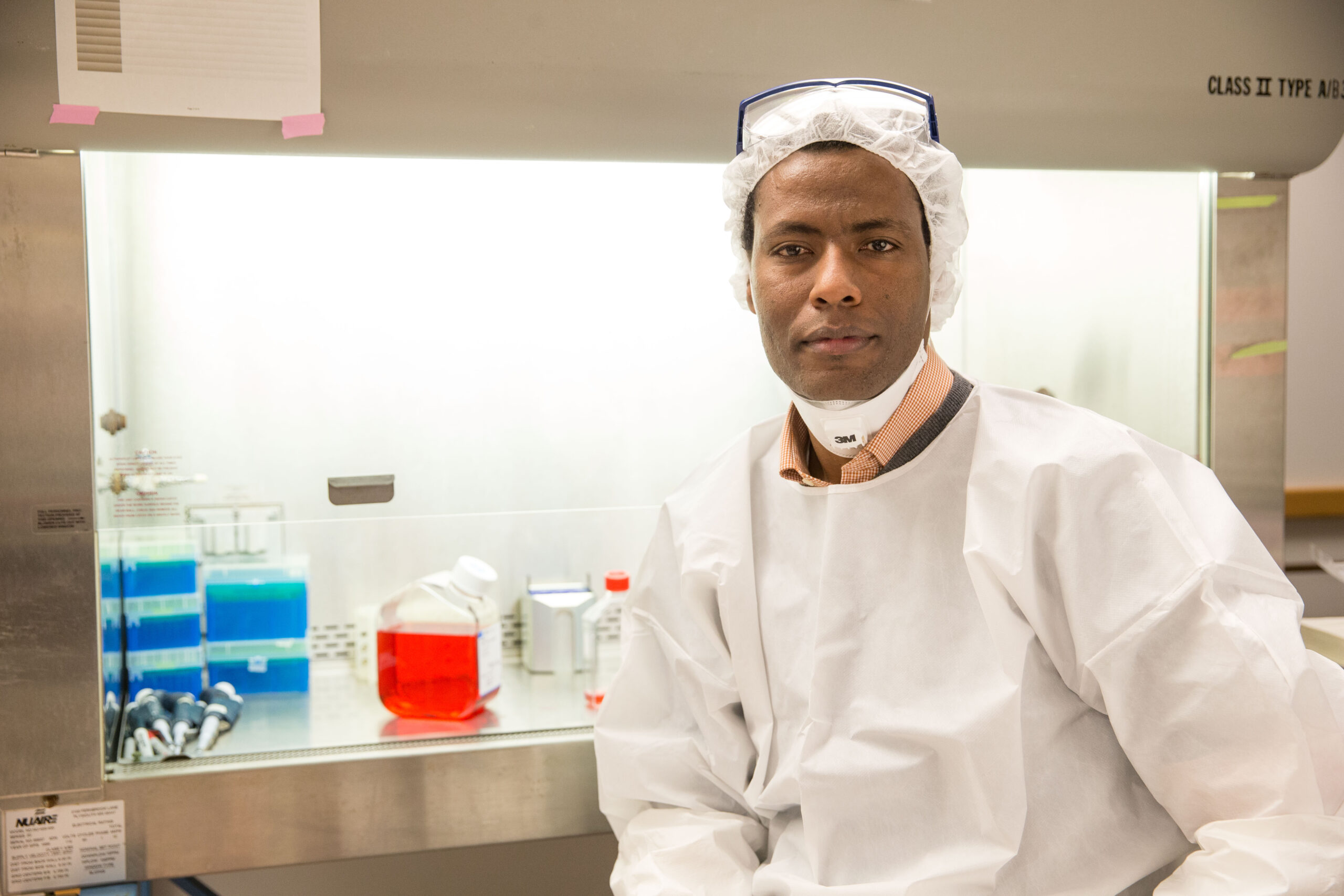 Tafesse K. Fikadu, Ph.D., in lab