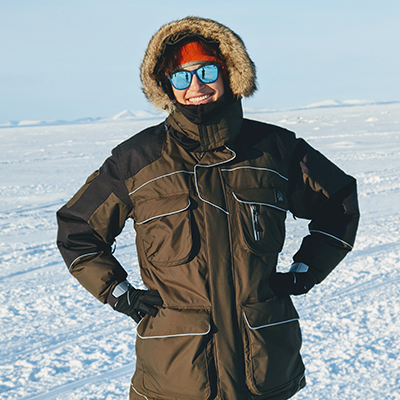 Sarah Paeth standing in snow in Alaska.