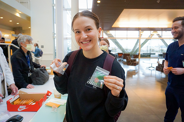 OHSU dentistry student Taylor Glovsky after receiving her 3d printed teeth.