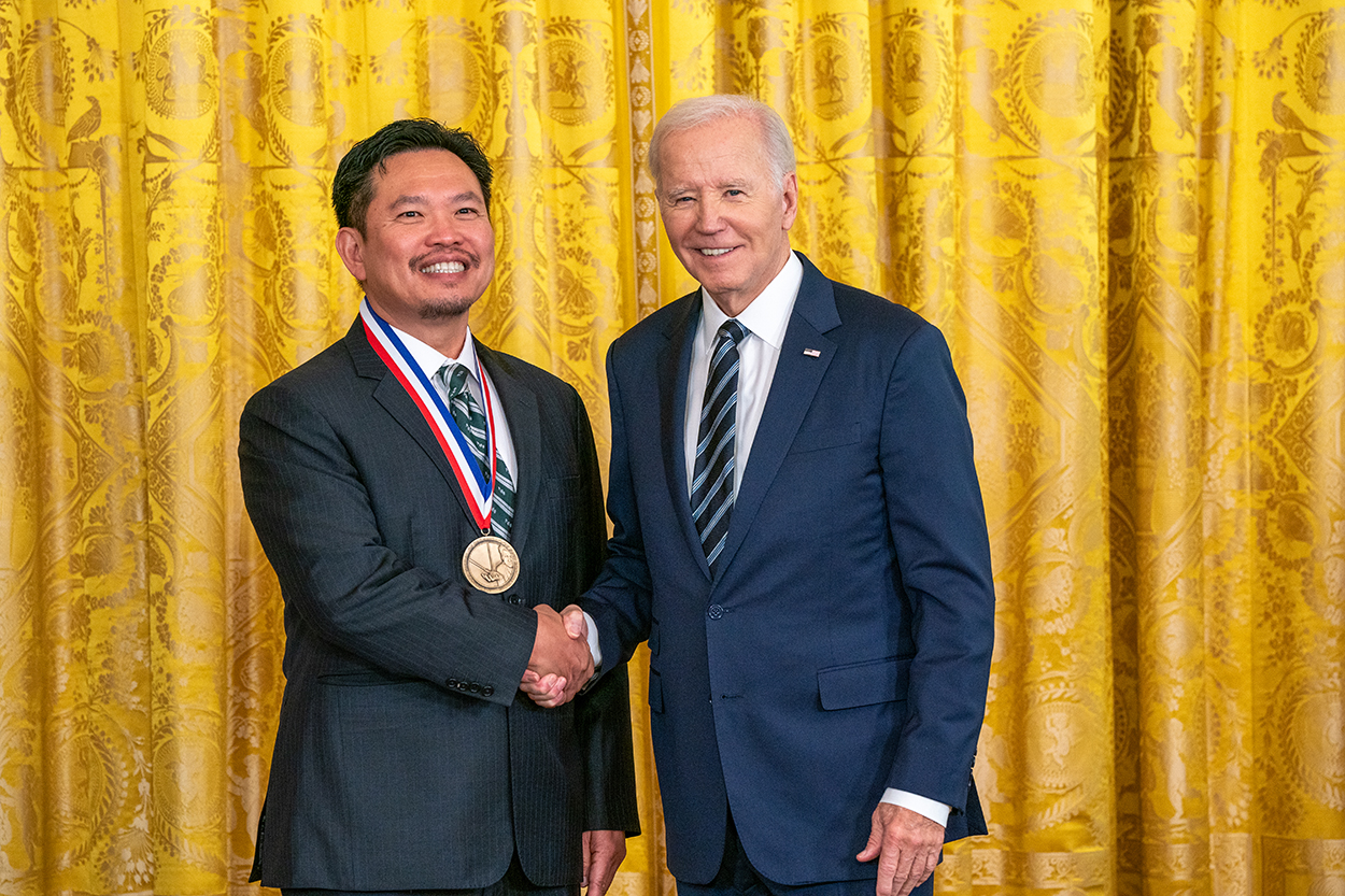 President Joe Biden awards Huang the National Medal of Technology and Innovation.