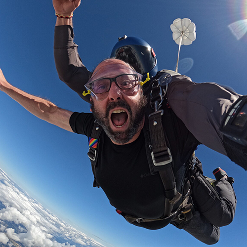 Burt Rosen skydiving